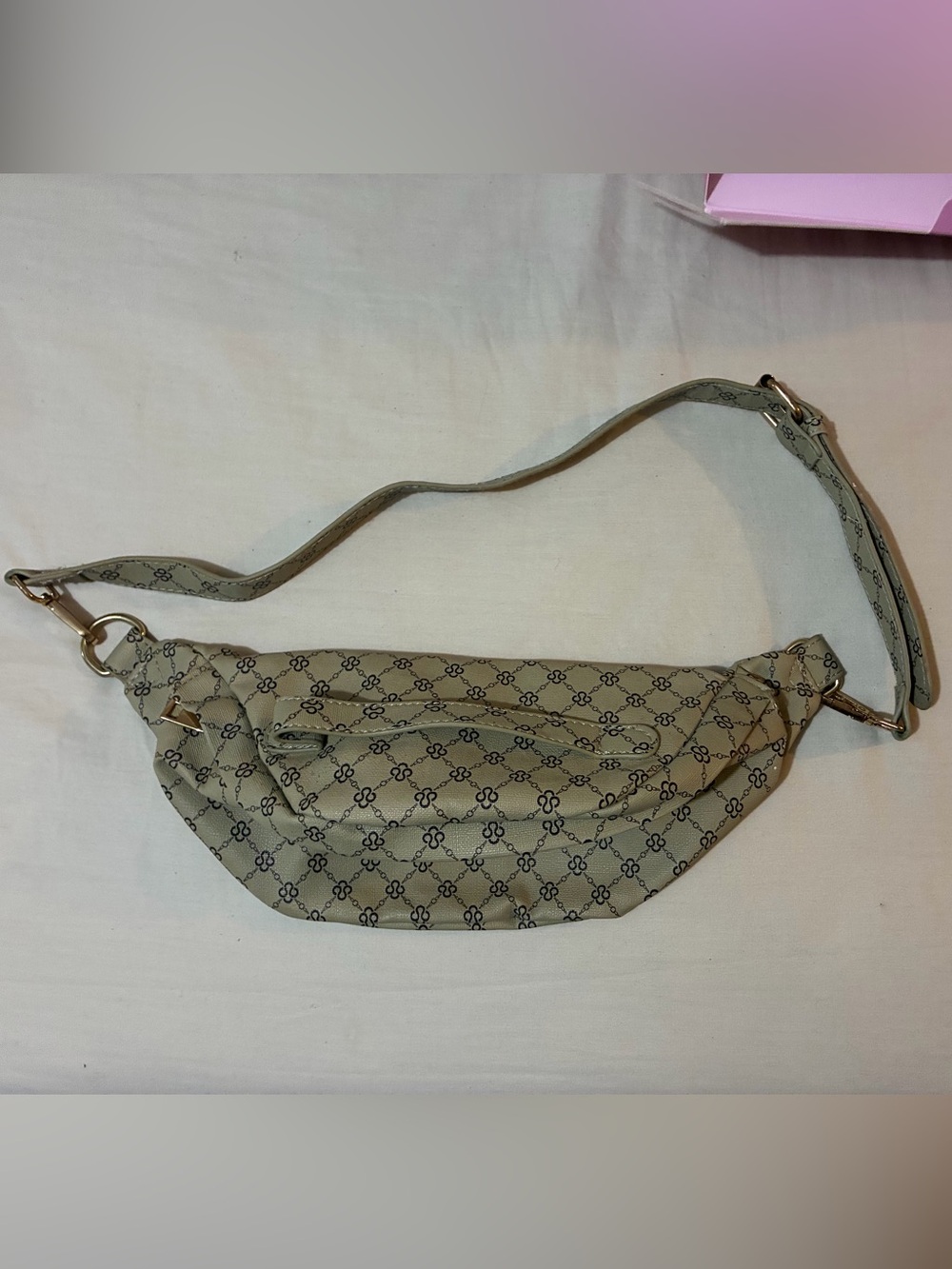 Beige Patterned Crossbody Waist Bag